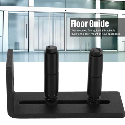 Heavy Duty Floor Mount Sliding Barn Door Guide With Adjustable Carbon Steel Bottom Roller, Wall Mounted Bracket, Flush Floor Design