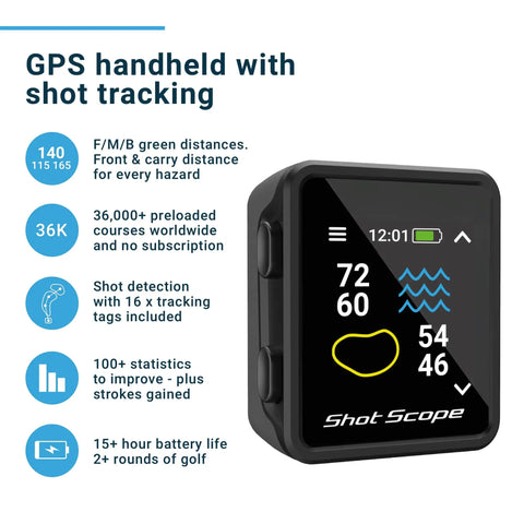 Image of GPS Golf Handheld With Shot Tracking Front Middle And Back Green Distances And Hazards, 36,000 Plus Preloaded Courses device.
