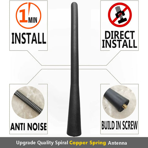 Honda CRV 2007-2016 7 Inch Antenna Mast Replacement With Internal Copper Coil Car Wash Proof Rubber Antenna shown in close-up