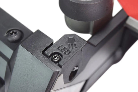 Close-up of the built-in LED work light on the M12 FUEL 12 Volt Cordless Compact Band Saw Kit With 4.0 Ah Battery, Charger And Tool Bag.