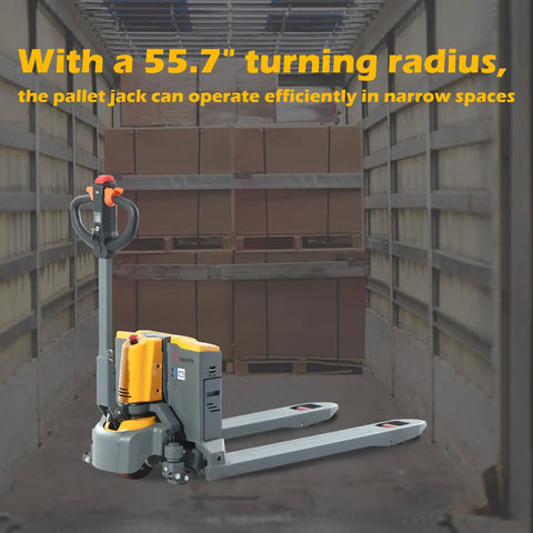 Heavy Duty Electric Pallet Jack Rocking 3300 Lbs Capacity With 48 By 27 Inch Forks Lithium Powered Walkie Pallet Truck Built Tough For No Sweat Warehouse Hauling
