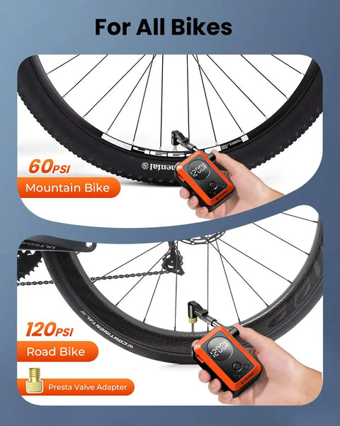 20 Second Fast Inflate Mini Bike Pump With Gauge 150 PSI Portable Electric Bicycle Air Pump used on mountain and road bikes