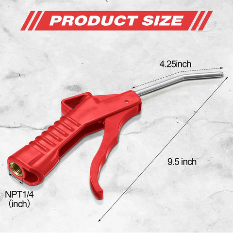 Air Nozzle Blower Gun With Pistol Grip 8 Pack Red Air Blow Tools for Industrial and Home Cleaning, size 9.5 x 4.25 inches