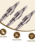Three stainless steel 12 Pack 100 Grain Archery Arrow Field Points Screw In Tips Range Ready For Recurve Bow Compound Bow And Crossbow Bolts