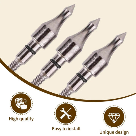 Three stainless steel 12 Pack 100 Grain Archery Arrow Field Points Screw In Tips Range Ready For Recurve Bow Compound Bow And Crossbow Bolts