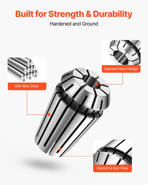 Shop Tested ER16 Collet Set 12 Piece 1/16 To 13/32 Inch High Precision Spring Collet Chuck For CNC Routers Built Like A Tank For Precision Milling Work