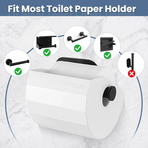 Paw Proof Toilet Paper Protector Cover In White designed to fit most toilet paper holders, blocking pets from messes.