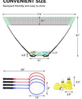 Dimensions of Portable Badminton Net Set With Pop Up Design, Complete 4 Racket Pack With Shuttlecocks And Carry Case shown.