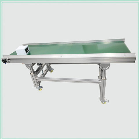 Beefy Aluminum PVC Belt Incline Conveyor With Adjustable Speed And Height For Industrial Transport, side view