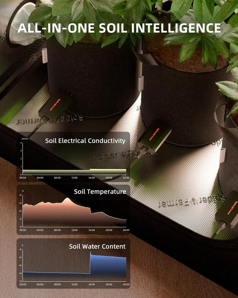 Dialed-In 3-In-1 Soil Sensor Pro Kit For Indoor Grow Tents High-Precision Temperature Moisture And EC Readings From Durable Probes Ideal For Home Grow Rooms And Smart Gardeners Seeking Fast Soil Health Insights in grow tents with app graphs