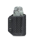 Clip And Carry Kydex Multitool Sheath For Wave And Wave Plus Handheld EDC Holster Cover Carbon Fiber Black front view with tool inserted