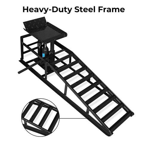 2 Pack Hydraulic Car Ramps Up To 11,000 Lbs Beefy Heavy Duty Steel Lift Ramps With Adjustable Height 9 To 14 Inches For Easy Oil Changes And Vehicle Maintenance Black