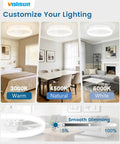 Low Profile 20 Inch Ceiling Fan With Lights And Remote, Smart Dimmable Led Fandelier Flush Mount For Bedroom with adjustable color temp.