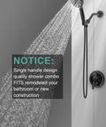 Single-Handle Shower Faucet Kit With Built-In Power Wash for Tub, Tile and Pets, Matte Black Trim with 9-Spray Shower Head