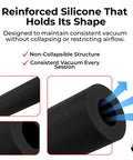 Go To Heavy Duty Non Collapsible Premium Silicone Vacuum Hose with quarter inch inner diameter, black, highlights on material