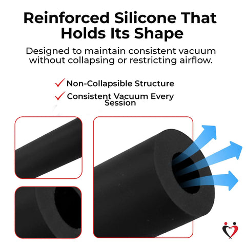 Go To Heavy Duty Non Collapsible Premium Silicone Vacuum Hose with quarter inch inner diameter, black, highlights on material