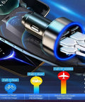High Power USB C Car Charger 6 In 1 With Voltage Display 250W charging multiple devices with visual charging speed comparison