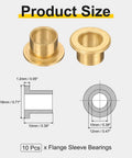 10 Pack Flange Sleeve Bearings Self Lubricating Sintered Bronze Bushings 10mm Bore 12mm OD 10mm Length With 18mm Flange Diameter And 1.2mm Flange Thickness For Wide Temperature Range And Quiet Smooth Operation, size diagram