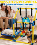 Puppy Play Gym Indoor Dog Playground With 8 Enrichment Toys Hanging Toys PVC Frame Interactive Activity Center For Small Dogs