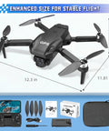 Image of a GPS Drone With Camera For Beginners Dual Camera FPV Quadcopter showing size for indoor and outdoor flying.