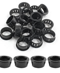 Black Snap Bushing Three Quarters Inch Mounting Diameter Pack Of 50 Durable Plastic Snap Bushings For Auto Bike And DIY Projects Heat Resistant Wear Resistant Corrosion Proof Easy Install black plastic cable bushings