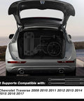 Open tailgate of Chevrolet Traverse showing gas struts pair, compatible 2009-2017 Chevy models, easy lift and support feature