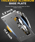 Thickened aluminum base plate of Top Tier 6 1 2 Inch Cordless Circular Saw With Brushless Motor And 8000 Rpm for stable cutting.