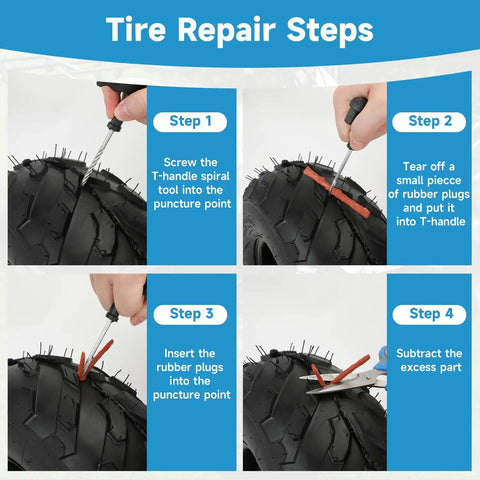 Tire repair steps for 16x8-7 ATV Tire Tubeless All-Terrain Replacement For Tao Tao Coolster quad and other vehicles.