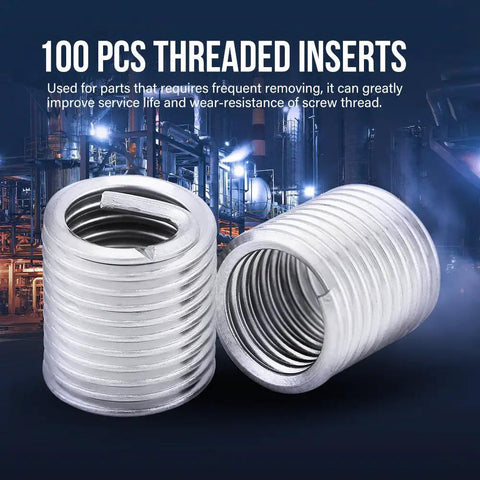 100 Pack Stainless Steel Helical Thread Inserts M8 X 1.25 2D Length For Helicoil Repair, SS304 Coil Wire Inserts For Damaged Threads.