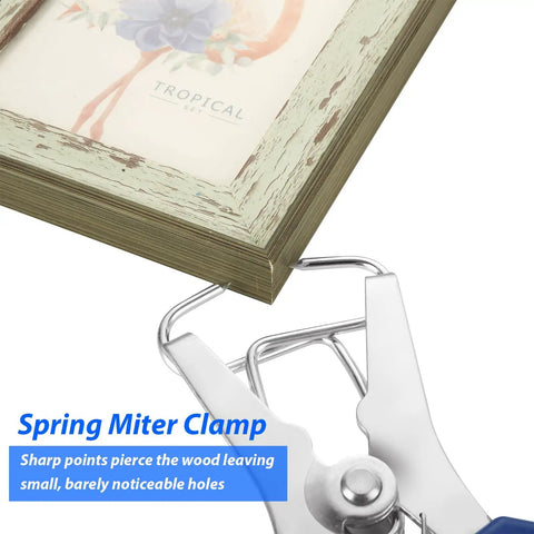 Pro Grade Spring Loaded Miter Clamp Set With Pliers 13 Piece Clamp Kit For Woodworking Picture Frames Wood Trim And Moldings Rust Resistant