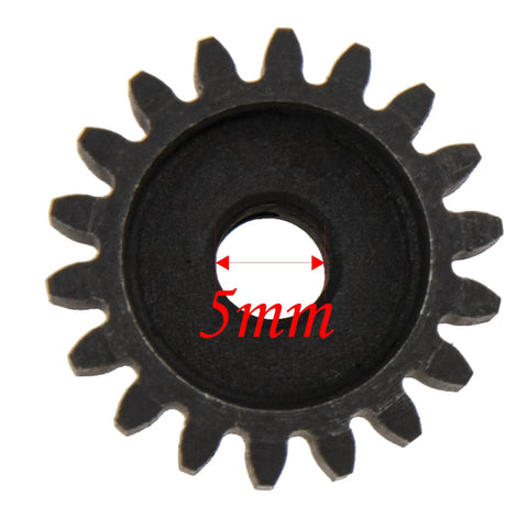 Mod 1 Hardened Steel M1 Pinion Gear Set 15T 16T 17T 18T For 5mm RC Motor Shaft, front view of pinion gear showing 5mm bore size