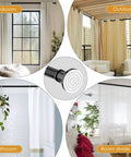 Black Long Shower Curtain Rod Tension Bar 30 To 120 Inch Adjustable Spring Heavy Duty No Drill No Slip Stainless Steel Rust Resistant Spliced Telescopic Design For Bathroom Indoor Outdoor Use displayed in different room settings