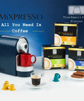 Nespresso Compatible Single Serve Espresso Machine One Touch Quick Brew Coffee Maker Compact 27oz Removable Tank with coffee cups and capsules.