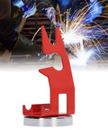 Heavy Duty Welding Holder With Strong Magnetic Base For TIG And MIG Guns, red iron design ensuring stability on steel surfaces.