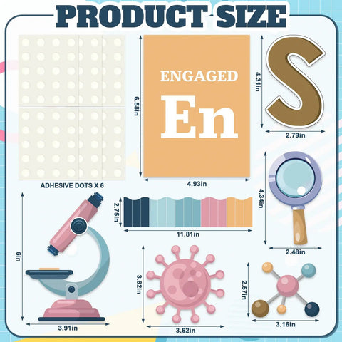 Periodic Table Elements Bulletin Board Decorations Set For Classrooms And Labs 104 Paper Cutouts With Adhesive Dots product size display