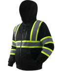 Hi-Vis Safety Zip-Up Hoodie Sweatshirt For Men And Women With Reflective Strips And Extended Trims Class 3 PPE Fleece Work Jacket
