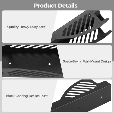 Beefy Heavy Duty Jack Stands Wall Mount Storage Racks For Garage with black rust-resistant steel design shown in detail view