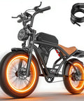 Heavy Duty 2500W Peak Power Electric Dirt Bike For Adults Featuring A Monster 48V 23Ah Battery with glowing orange rims.