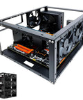 Open Air Test Bench Computer Case For ATX And Micro ATX Motherboards, showing open frame stackable design, 1.5mm SPCC panels.