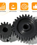 Close-up of the 3 Pack Hardened Steel Pinion Gear Set 0.6M For 1/10 RC Cars With 3.175mm Shaft Includes 17T 18T 19T Pinions Upgrade