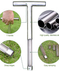 Stainless Steel Soil Probe With 12 Inch Length And T Handle Includes Two Bags Pro Grade Lawn And Garden Sampler Kit for soil sampling