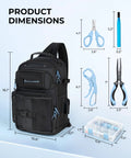 Fishing Sling Tackle Bag Kit With 3500 Tackle Box And Full Gear Set For On The Go Anglers with dimensions