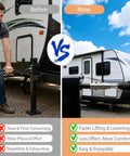Comparison of Heavy Duty Trailer Jack Drill Adapter With One Inch Shaft And Half Inch Socket for Standard Drills usage before and after.