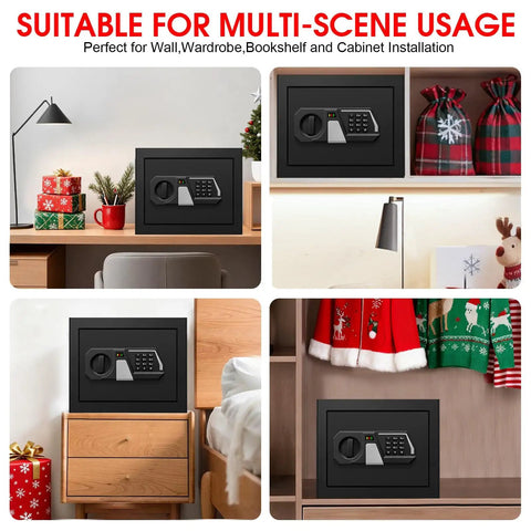 Go To Compact Fireproof And Water Resistant Home Safe With Digital Security, Combination Lock, Smart Alarm System, and Removable Shelf
