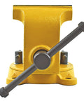 Front view of Heavy Duty 6 Inch Bench Vise With High Visibility Yellow Cast Steel, Swivel Base With 360 Degree Rotation