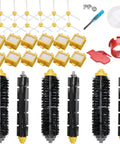 Must Have Replacement Filter And Brush Kit For Roomba 700 Series Compatible With 790 780 770 760 Includes 3 Bristle And Flexible Beater Brushes, 12 Filters, 12 Side Brushes, 2 Cleaning Tools, Filter Cleaning Brush, Screws And Mini Screwdriver displayed.