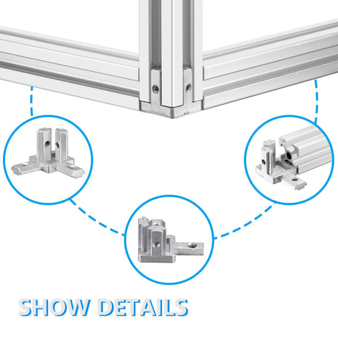 Eight Set Silver Tri Corner Bracket Kit With Three Way End Connectors And 32 M4 Screws Plus Hex Wrench For 2020 6mm Aluminum Extrusion Profiles