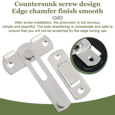 4 Inch Flip Gate Latch Heavy Duty Stainless Steel Door Lock for Barn Doors Wood Fences Sliding Doors and French Doors