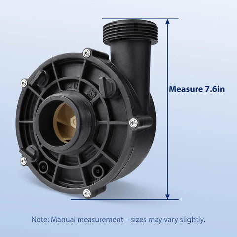 Heavy Duty Spa Hot Tub Circulation Pump Wet End Replacement Repairs LX Pump WTC50M showing a side view, measuring 7.6 inches.