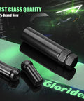 Heavy Duty 7 Spline Tuner Lug Nut Key With Dual Hex 13/16 And 7/8 Inch Sockets in black finish, showing three angles.